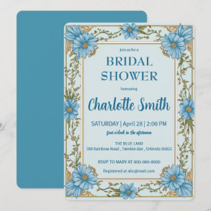 Invitación Ducha de novia antigua de Chinoiserie azul y blanc
