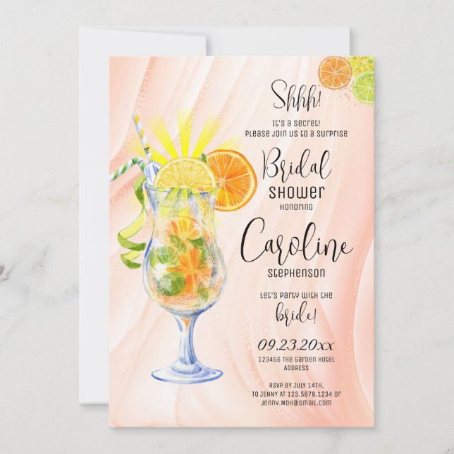 Invitación Ducha de novia Aperol Spritz Cocktail (Anverso)