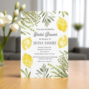 Invitación Ducha de Novia Aquarela de Hierbas Botánicas Limon