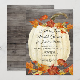 Invitación Ducha de Novia Aquarela Rústica de Calabaza con Ho