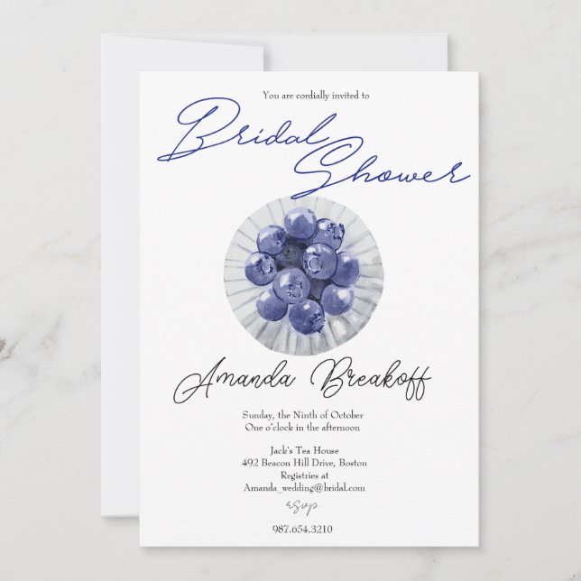 Invitación Ducha de Novia Arándano Dulce (Anverso)