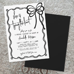 Invitación Ducha de Novia Arco Blanco Negro Dibujado a Mano