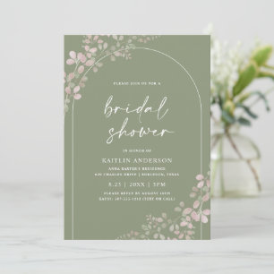 Invitación Ducha de Novia Arco Boho con Follaje Verde Salvia