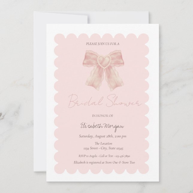 Invitación Ducha de Novia Arco Rosa Acuarela (Anverso)