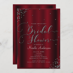 Invitación Ducha de novia audaces rincones de confetti rojos 