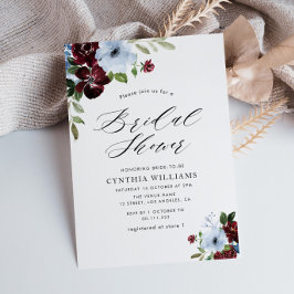 Invitación ducha de novia azul polvorienta