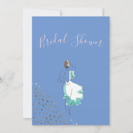 Invitación Ducha de novia azul rosa blanco simple