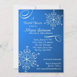 Invitación Ducha de novia azul Snowflake