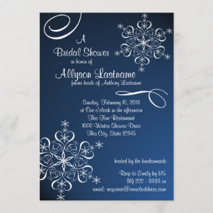 Invitación Ducha de novia azul Snowflake