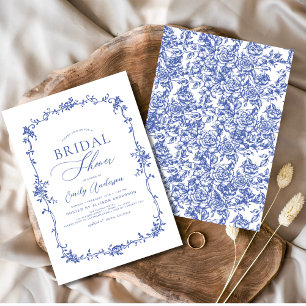 Invitación Ducha de novia azul turbulenta de época victoriana