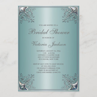 Invitación Ducha de Novia Azul Turquesa Preciosa