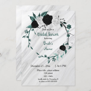 Invitación Ducha de novia azul verde azulado blanco negro