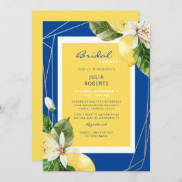 Invitación Ducha de novia azul y amarilla en el Mediterráneo