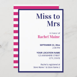 Invitación Ducha de novia azul y rosada preferente