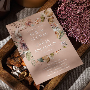 Invitación Ducha de novia beige cálida Boho romántico