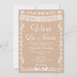 Invitación Ducha de Novia Beige Cielito Lindo Viva La Novia