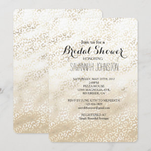 Invitación Ducha de novia beige de crema de caqui con leopard