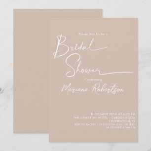 Invitación Ducha de novia beige de escritura Minimalista mode