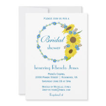Ducha de novia Belleza Girasol Azul y Blanco
