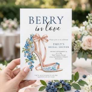 Invitación Ducha de Novia Berry In Love Blueberry Stiletto