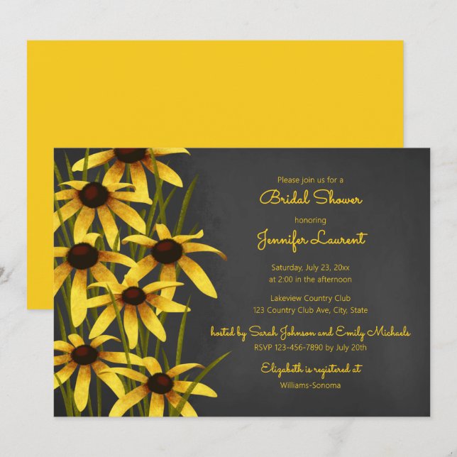 Invitación Ducha de novia Black Eyed Susan (Anverso / Reverso)