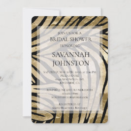 Invitación Ducha de novia Black Gold Zebra