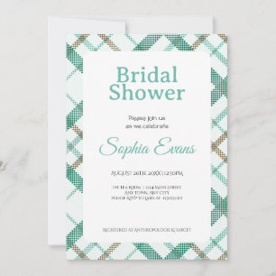 Invitación Ducha de novia blanca de borde verde rota de bonit