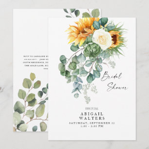 Invitación Ducha de novia blanca de girasol de eucalipto lúci