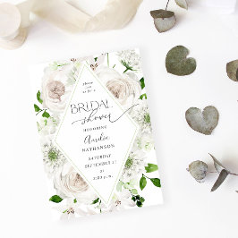 Invitación Ducha de novia blanca floral