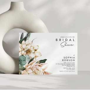 Invitación Ducha de novia blanca floral