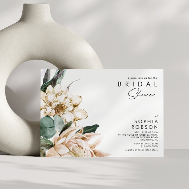 Invitación Ducha de novia blanca floral (Subido por el creador)