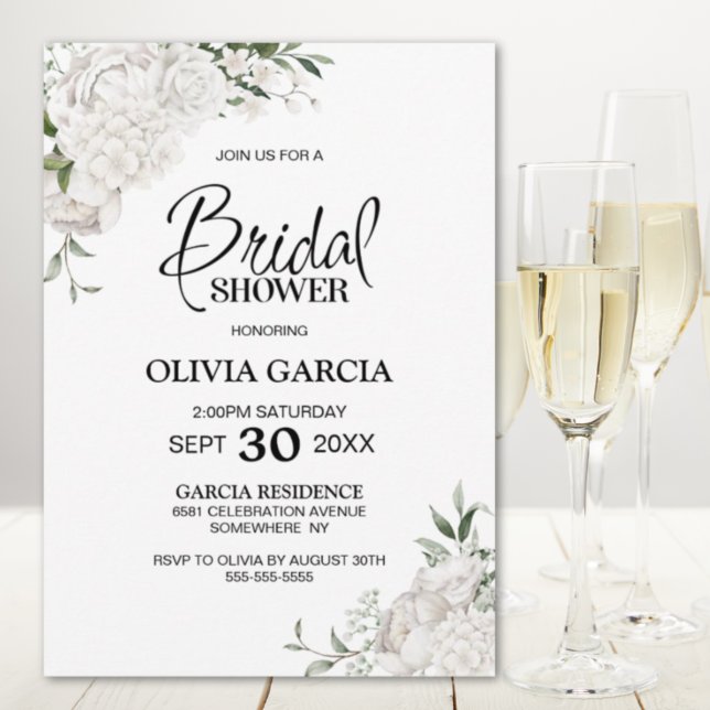 Invitación Ducha de novia blanca floral (Subido por el creador)