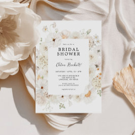 Invitación Ducha de novia blanca floral