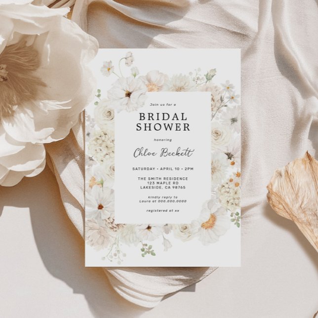 Invitación Ducha de novia blanca floral (Subido por el creador)
