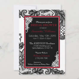 Invitación Ducha de novia blanca, roja y negra