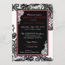 Invitación Ducha de novia blanca, roja y negra