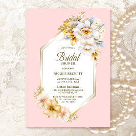 Invitación Ducha de novia blanca rosa rosa