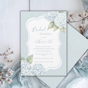 Invitación Ducha de Novia Blue Floral Hydrangea Azul de Lunar