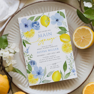 Invitación Ducha de Novia Blue Floral Main Squeeze Limón