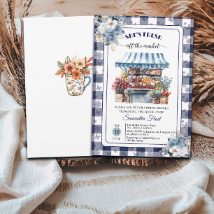 Invitación Ducha de Novia Blue Gingham Off the Market
