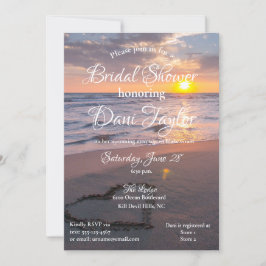Invitación Ducha de novia Blue & Golden Beach Sunset