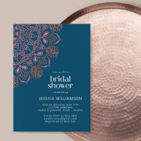 Ducha de Novia Bohemiana Azul Moderna con Mandala