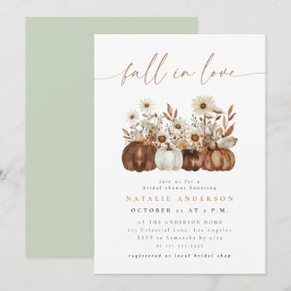 Invitación Ducha de Novia Bohemio Floral de Calabaza de Otoño