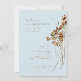 Invitación Ducha de Novia Bohemio Foliage Cielo Azul Elegante