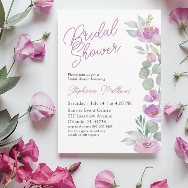 Invitación Ducha de Novia Bohemio Rosa Floral (Subido por el creador)
