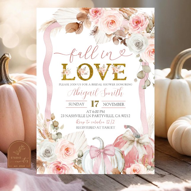 Invitación Ducha de novia Boho Coquette Pink Pumpkin (Subido por el creador)