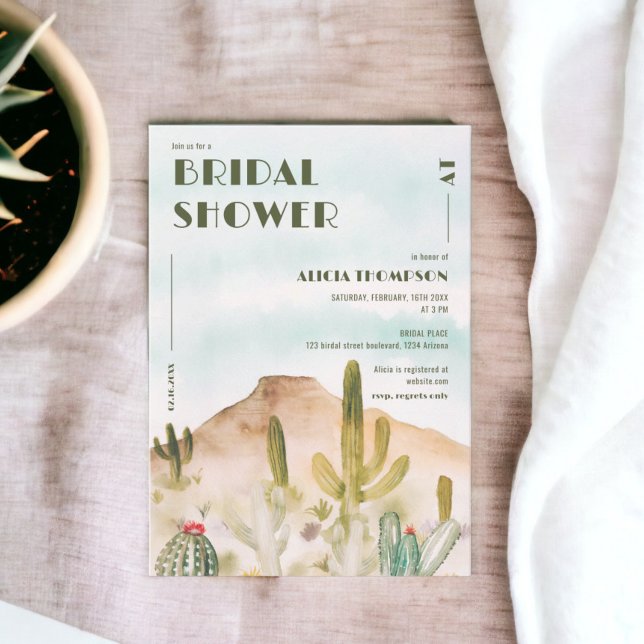 Invitación Ducha de novia Boho Desert Cactus Arizona (Boho Desert Cactus Arizona bridal shower Invitation)