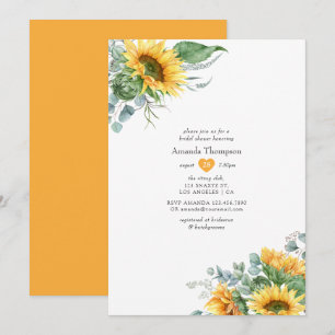 Invitación Ducha de Novia Boho Girasol Eucalipto