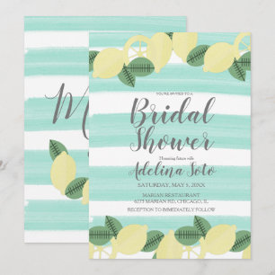 Invitación Ducha de Novia Boho Limón Acuarela Raya País