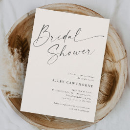 Invitación Ducha de Novia Boho Marfil con Letra Moderna